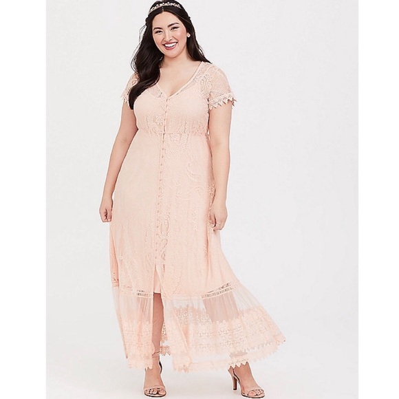 torrid Dresses & Skirts - Torrid Blush Lace Embroidered Lace Maxi Dress